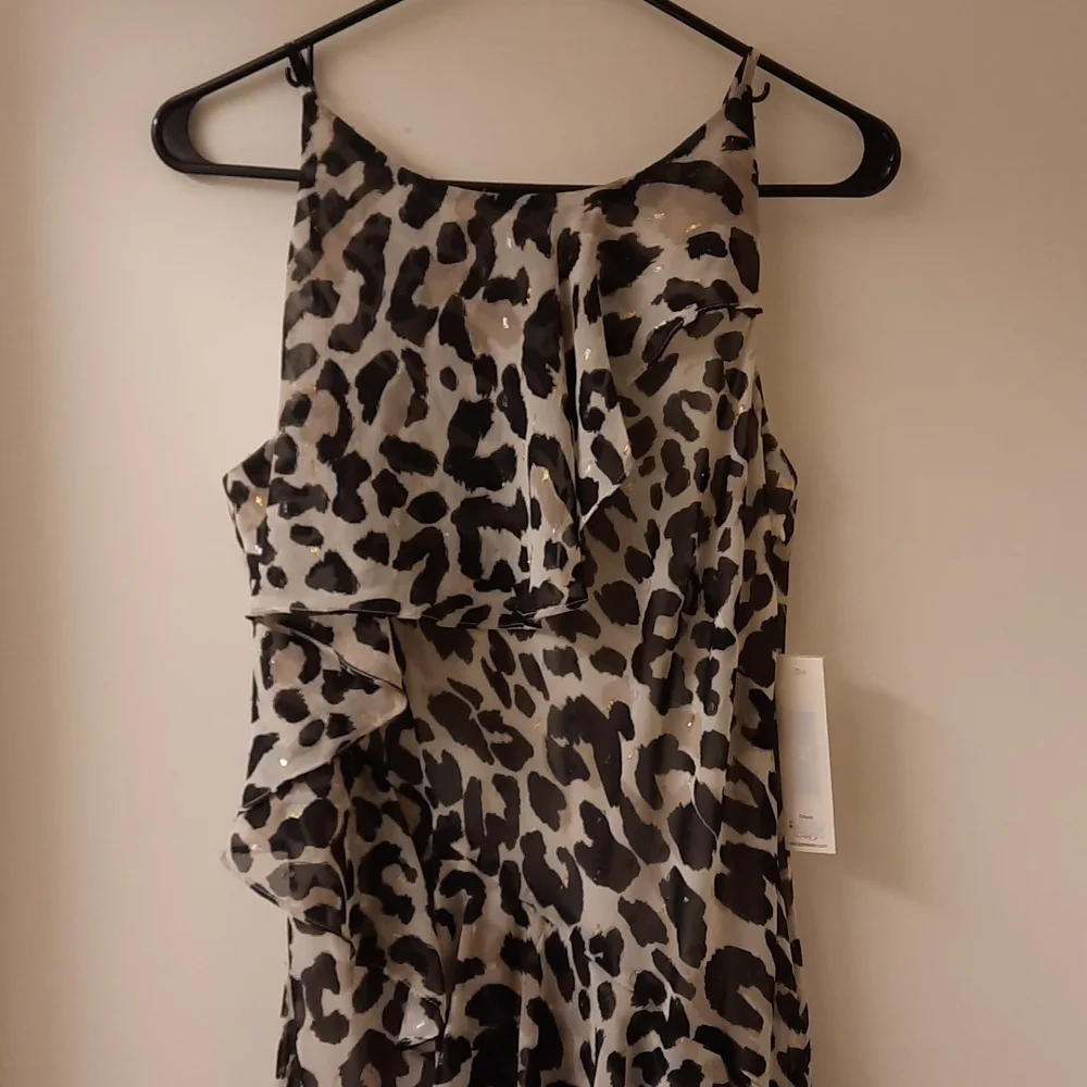 NWT, Eliza J Leopard Print Tiered Chiffon Dress - Picture 4 of 17